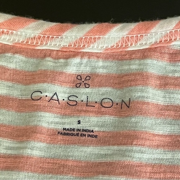 Caslon Modal/Cotton blend striped Tshirt, long fit, short sleeve, pink &white - Picture 2 of 8